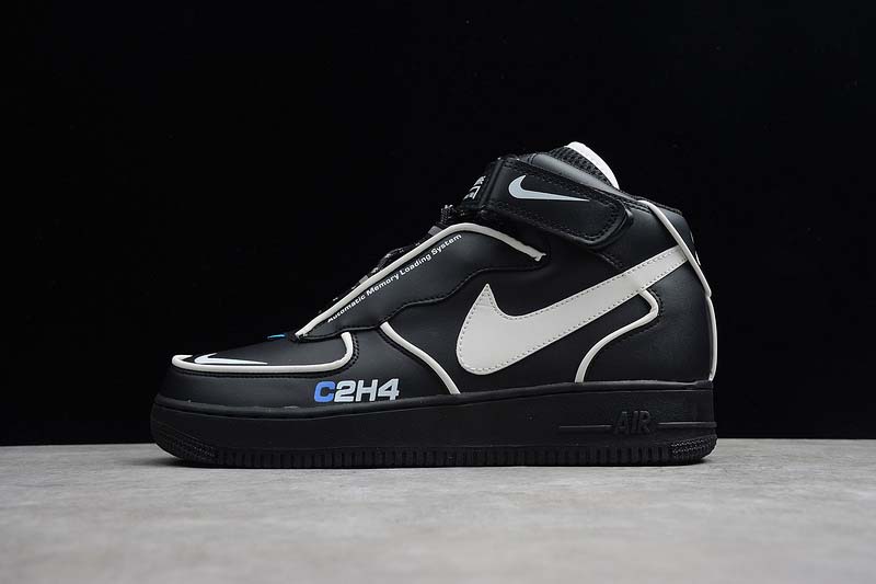 Giày Nike C2H4 X Air Force 1 Mid 3M Black Leather White-Blue Bq7541-001 -  Ordixi.Com