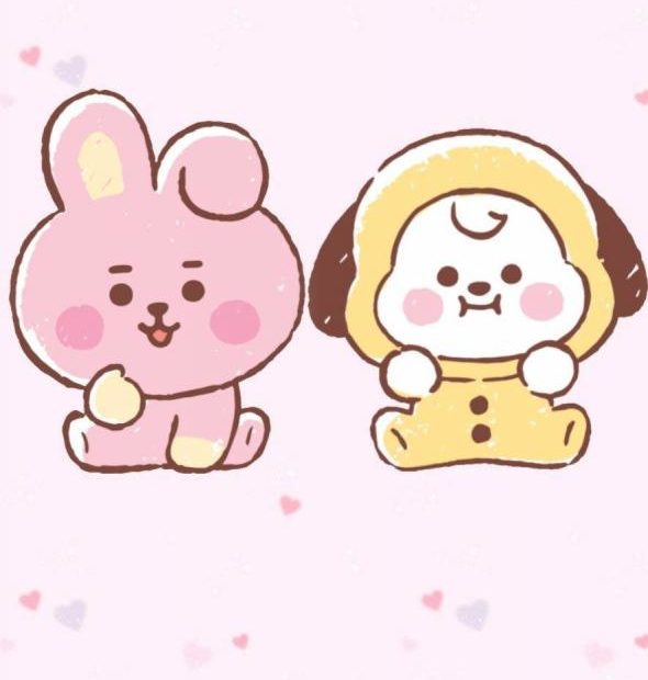 Download Pink Kawaii Bt21 Chimmy And Cooky Wallpaper | Wallpapers.Com